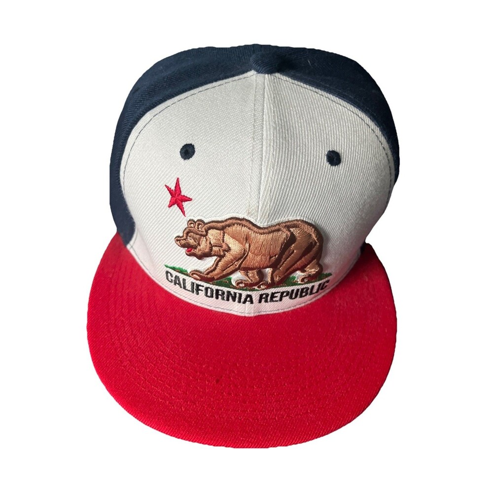California Republic Baseball Cap Hat Bear Embroidered Adjustable One Size